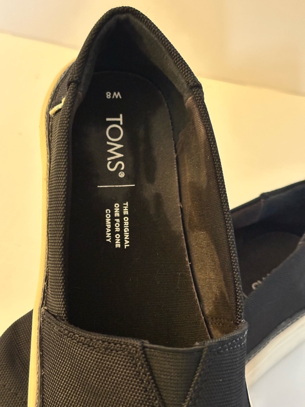 TOMS Black Slip Ons Size 8 Wide | Comfy Minimal Everyday Shoe - Picture 7 of 11
